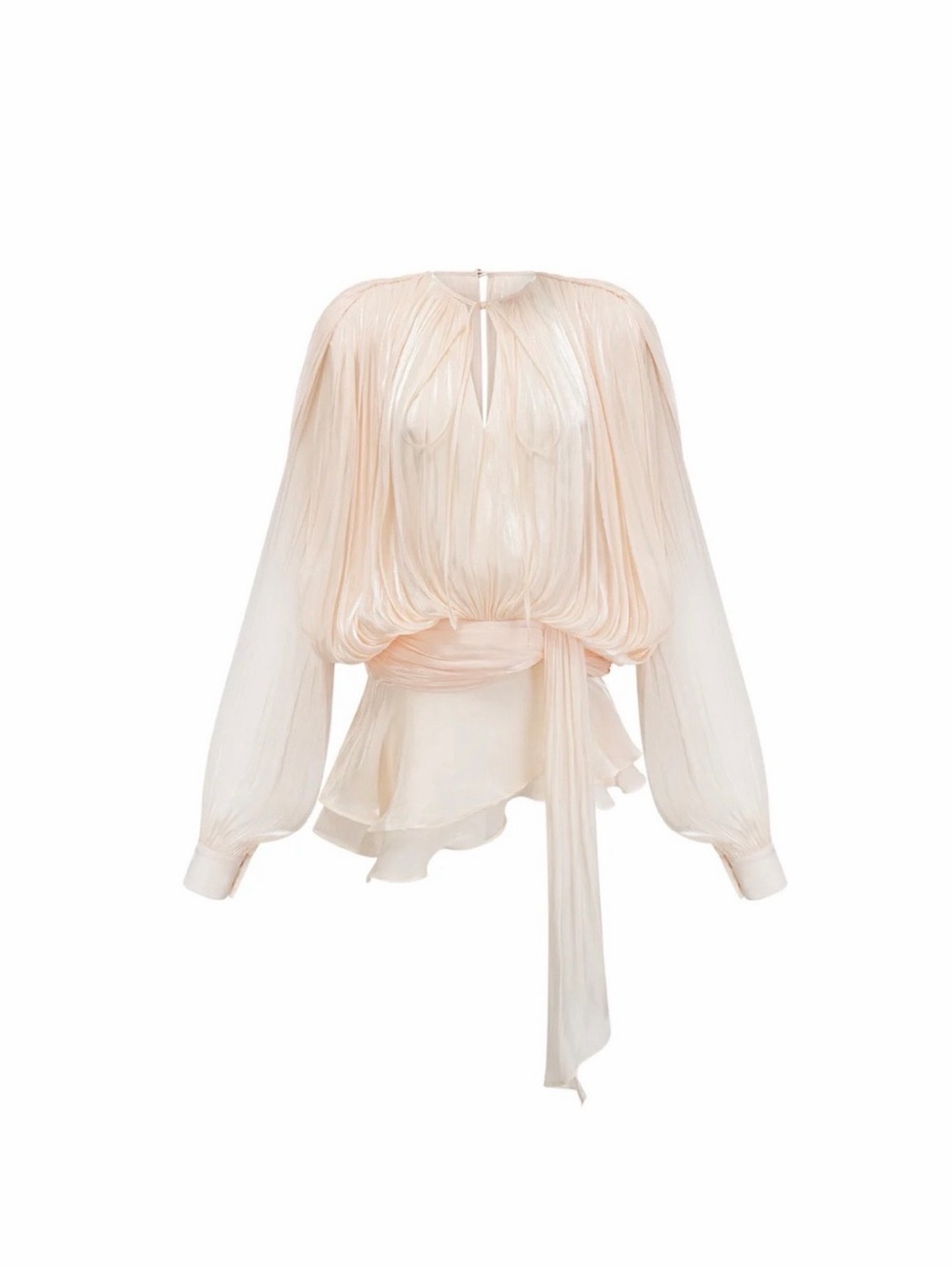 NWT Miss Rosier Eugenie Neutral Ivory Fully Pleated Ruffle Mini Dress + Shorts